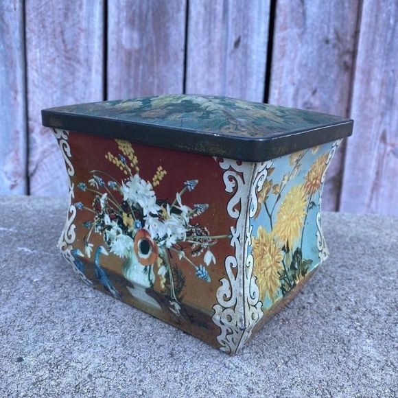 Vintage England Edward Sharp & Sons Kent Metal Floral Lidded Tin - Picture 1 of 9